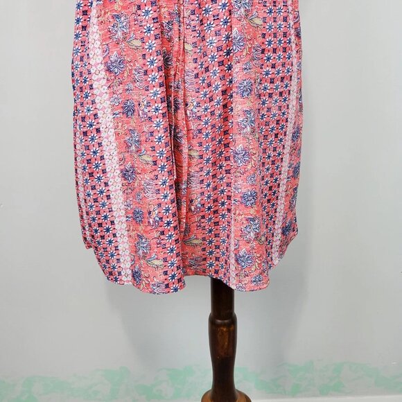 GAP Pink Blue Sleeveless Belted Halter Neck Summer Shift Dress With Pockets XS - Picture 4 of 12